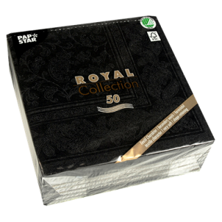 PAPSTAR Servietten Schwarz Royal Collection Ornaments Tissue 40 x 40 cm 1/4 Falz 4-lagig 50 Stück