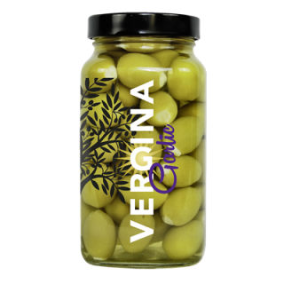 Vergina Grüne Oliven gefüllt mit sonnengetrockneten Tomaten - 950 g Glas
