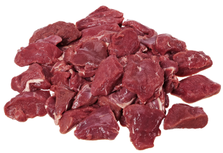 Rehgulasch tiefgefroren, entsehnt, entfettet, Hand geschnitten, Gastro-Zuschnitt, aus Europa, vak.-verpackt ca. 1 kg Packung je kg