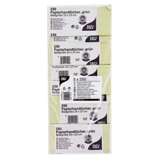 Y PapStar Einmalhandtücher 1lagig grün / 5x 250 Blatt