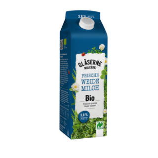 Gläserne Molkerei Bio Weidemilch 3,8 % Fettgehalt -...