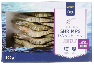 METRO Chef Black Tiger Garnelen HOSO roh tiefgefroren - 1,00 kg Packung