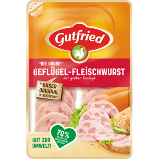 Gutfried Geflügel Fleischwurst mit grober Einlage gekühlt - 80 g Packung