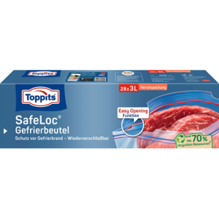 Toppits Doppelverschluß-Gefrierbeutel 27 x 24,4 cm 3 l