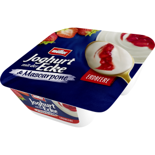 Müller Joghurt mit der Ecke Mascarpone Erdbeere Fett - 135 g Becher
