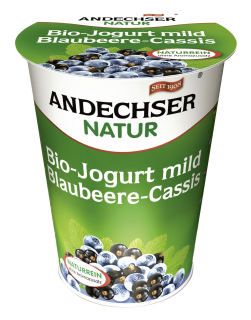 Andechser BIO Joghurt mild Blaubeere-Cassis 3,1 % Fett - 400 g Becher
