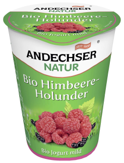 Andechser BIO Joghurt mild Himbeere-Holunder 3,1 % Fett - 400 g Becher