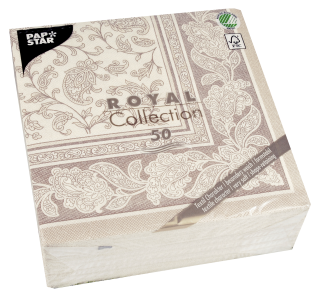 Papstar Servietten Mocca Ornaments 40  x  40 cm 1/4Falz...