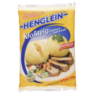 Henglein Klossteig fränkische Art, er besteht jeweils zur Hälfte aus gekochten & rohen Kartoffeln 750 g Beutel