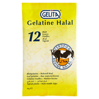 Gelita Gelatine 12 Blatt á 1,6 g, halal 20 g Beutel