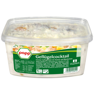 Geflügel-Cocktailsalat mit Ananas & Mandarinen mit Hühnerfleisch 1 kg Becher