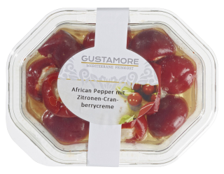 Gustamore African Pepper - Kirschpaprika mit Zitronen-Cranberry-Creme, in Öl - 160 g Packung