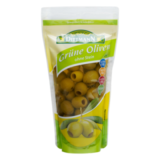 Feinkost Dittmann Grüne Oliven ohne Stein - 270 g Beutel