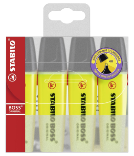 STABILO BOSS Original Textmarker Gelb - 4 Stück