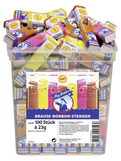 Ahoj-Brause Bonbon Stangen Mix aus Zitrone-, Himbeer- und Cola-Geschmack, 100 Stück à 23 g 100 x 23 g