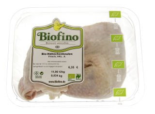 Bio Hähnchenkeule Gelenkschnitt gekühlt 2er - je kg ca 0,6 kg Schale