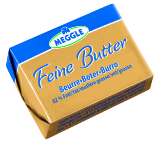 Meggle Feine Butter 82 % Fett - 1,00 kg Karton 100x10g