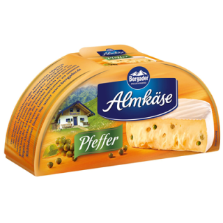 Bergader Almkäse Pfeffer Weichkäse mit Weißschimmel, 72 % Fett i. Tr. 175 g Packung