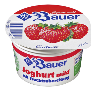 Bauer Fruchtjoghurt Erdbeere 2,9 % Fett - 100 g Becher