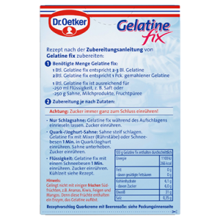 Dr. Oetker Gelatine Fix Speisegelatine mit Oligofruktose - 1 x 30 g Schachtel