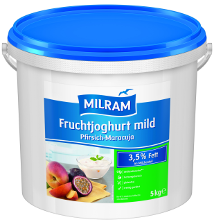 Milram Fruchtjoghurt Pfirsich-Maracuja 3,5 % Fett im Milchanteil - 5 kg Eimer