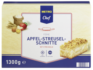 METRO Chef Apfel-Streusel Schnitte tiefgefroren - 6 x 1 kg Packungen