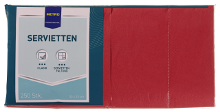 METRO PROFESSIONAL Servietten Rot 33 x 33 cm 1/4 Falz...