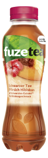 Fuze Tea Schwarzer Tee Pfirsich-Hibiskus - 0,40 l Flasche