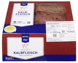 METRO Chef Kalbsleber in Scheiben, tiefgefroren, einzeln vak.-verpackt, 16 Stück à ca. 140 g - je kg (ca. 2,2kg)
