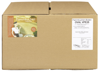 Gusto Palatino Flammkuchen-Boden Oval tiefgefroren vorgebacken 4 x 25 Böden à 120 g - 120 g Karton