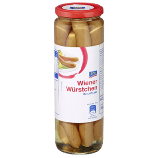 aro Wiener Würstchen im Saitling 6 Stück à 50 g - 300 g Glas