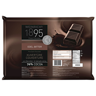 Weinrich Kuvertüre Edelbitter 70 % Kakaogehalt 2,5 kg Packung