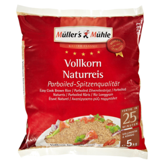 Müller´s Mühle Gastro Classic Parboiled Vollkorn Naturreis lose, Spitzenqualität 5 kg Tragetasche