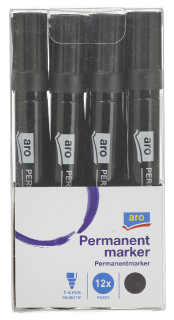 aro Permanentmarker Schwarz - 12 Stück