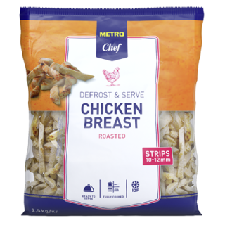 METRO Chef Hähnchenbrust Streifen 10 -12 mm, tiefgefroren, Ofen gebräunt, IQF, Halal - 2,5 kg Beutel