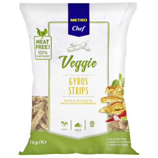 METRO Chef Vegane Sojastreifen nach Hähnchen Art Typ Gyros tiefgefroren - 1 kg Packung