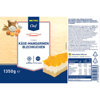 METRO Chef Käse-Mandarinen Blechkuchen - 1,35 kg...