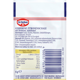 Dr. Oetker Finesse Geriebene Zitronenschale 3er - 18 g Beutel