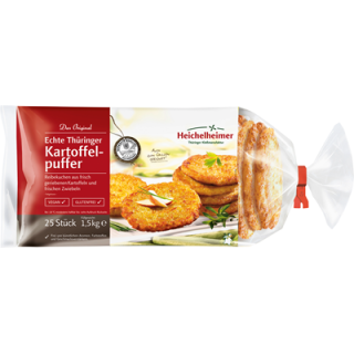 Heichelheimer Echte Thüringer Kartoffelpuffer, 25 Stück à 60 g, tiefgefroren - 1,5 kg Beutel