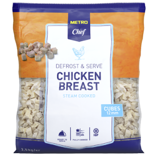 METRO Chef Hähnchenbrust Würfel 12 mm, tiefgefroren, gewürzt, gekocht, IQF, Halal - 2,5 kg Beutel