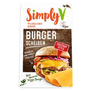 Simply V Burgerscheibe Cheddar-Style, vegan, gekühlt - 150 g Stück