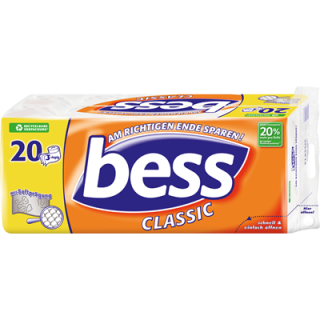 Bess Classic Toilettenpapier 3-lagig, 20 Rollen à 180 Blat