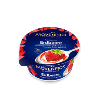 Mövenpick Feinjoghurt Erdbeere 14 % Fett im Milchanteil 9,9 % Fett - 150 g Becher