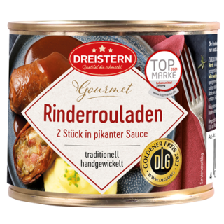 Dreistern-Konserven Gourmet Zwei Rinderrouladen in pikanter Sauce - 500 g Dose