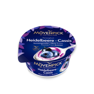 Mövenpick Feinjoghurt, 15 % Fett, Heidelbeere-Cassis gekühlt - 150 g Becher