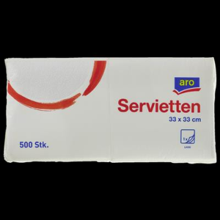 aro Servietten Weiß 33 x 33 cm, 1-lagig - 500...