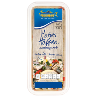 Friesenkrone Matjes Happen Nordischer Art mit Apfel und Gemüse gekühlt - 900 g Schachtel
