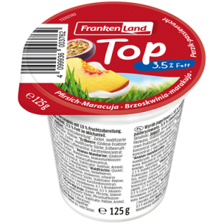 Frankenland Top Fruchtjoghurt 3,5 % Fett, Pfirsich-Maracuja, gekühlt - 125 g Becher