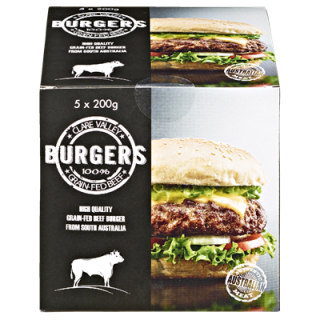 Clare Valley Burger tiefgefroren 5 Stück à ca. 200 g - 12 x 1 kg Packung