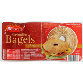 Aldentes Brotwelt Steinofen Bagels Sesam 2 x 2 Stück - 340 g Packung